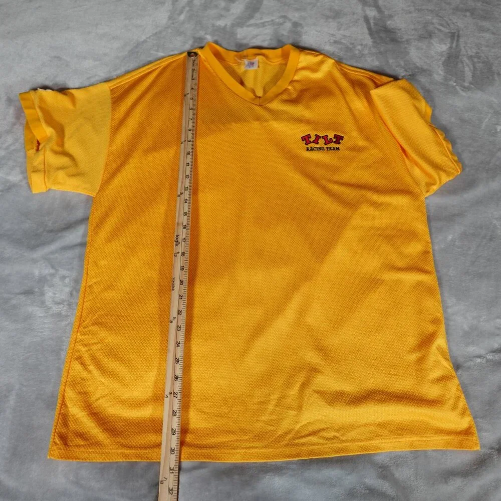 Vintage Russell Athletic Tilt Racing Team Jersey Shirt Mens 2XL Slim Fit Gold - Picture 8 of 8